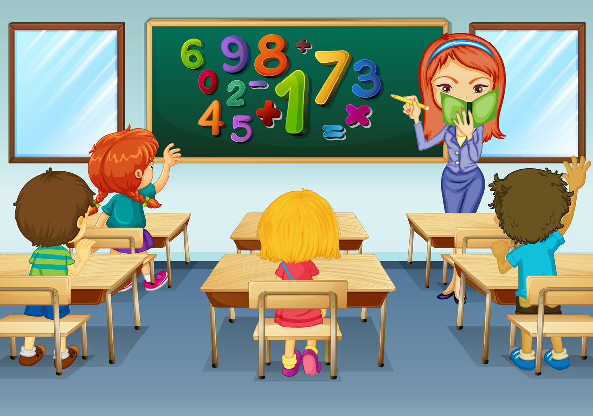 Teacher in classroom with students